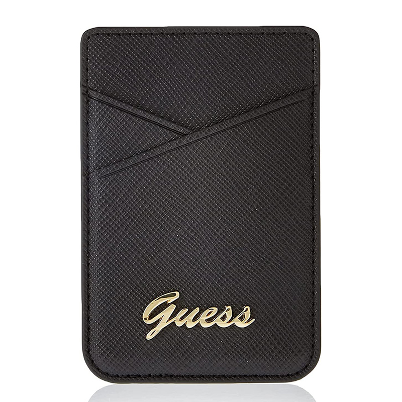 Torbica za kartice Guess Wallet Cardslot Sticker 3M Saffiano Script crna (GUCHSSABK)