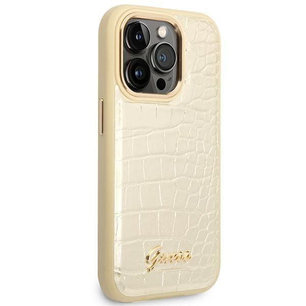 Torbica Guess Hc PU Croco Metal Outline za iPhone 14 Pro 6.1 zlatna (GUHCP14LHGCRHD)