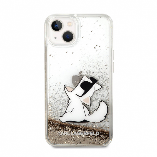 Torbica Karl Lagerfeld Hc Liquid Glitter Choupette za iPhone 14 6.1 zlatna (KLHCP14SGCFD)