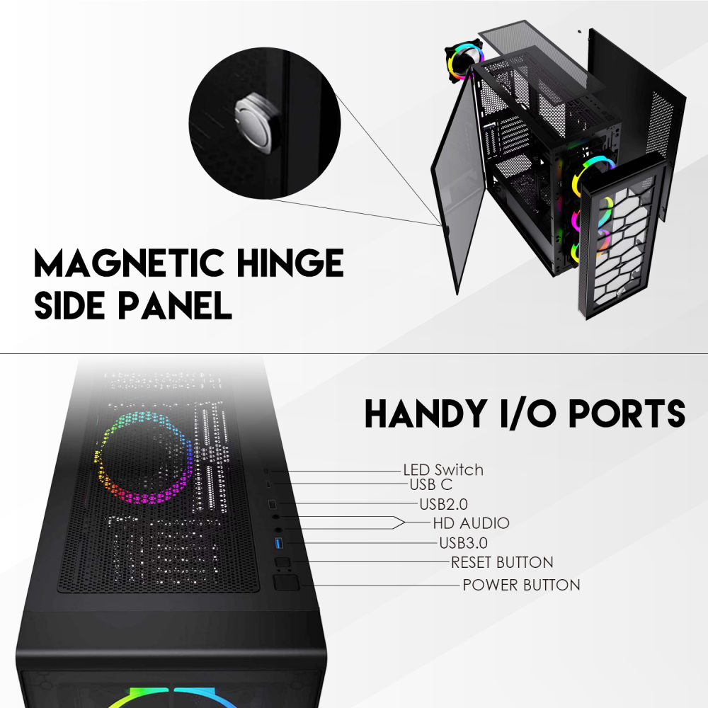 Kuciste Gaming Fantech CG82 Hexa XL crno