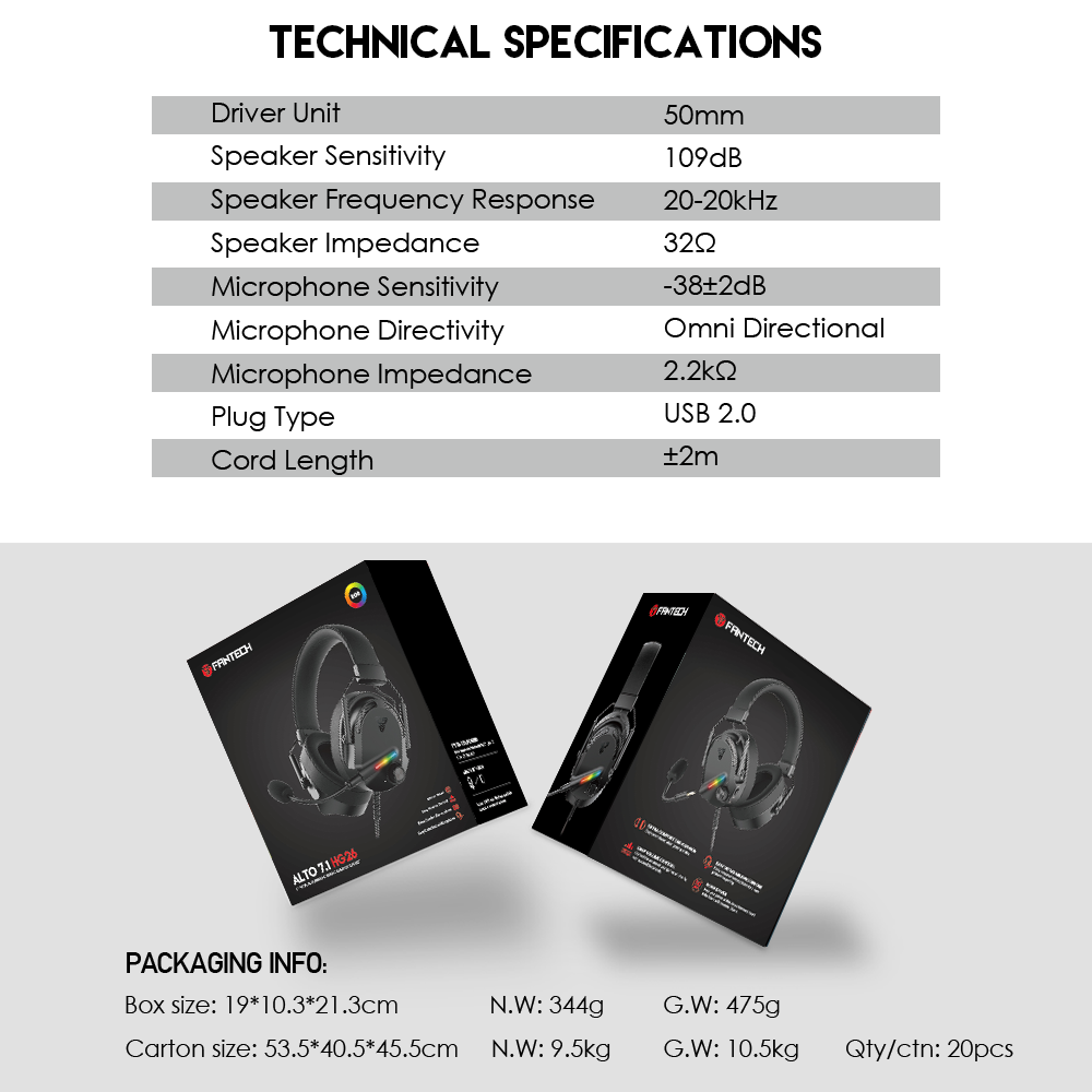 Slusalice Gaming Fantech HG26 Alto 7.1 crne