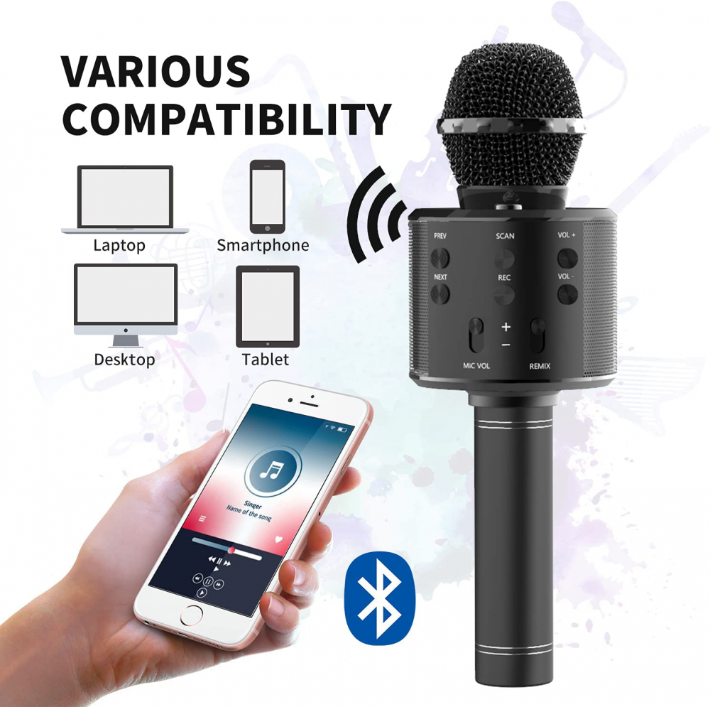 Bluetooth mikrofon crni