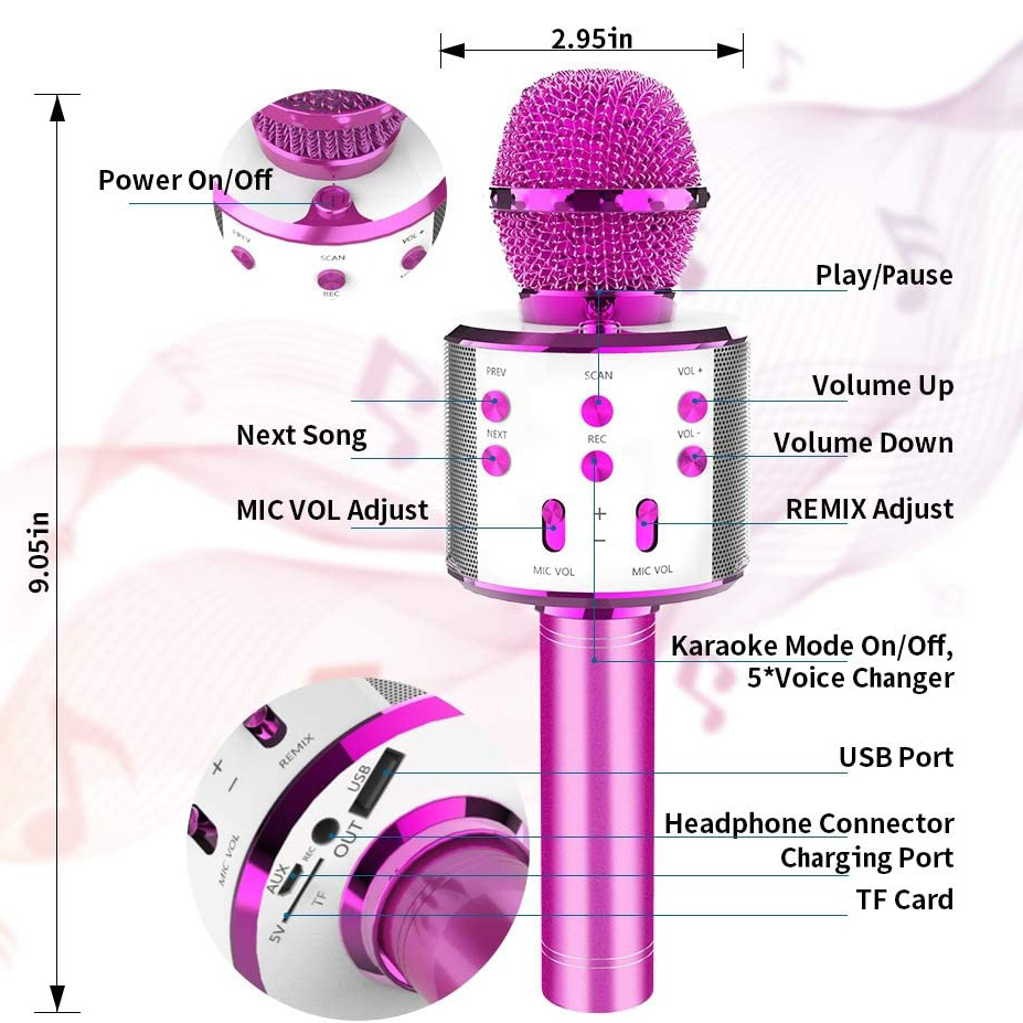 Bluetooth mikrofon pink