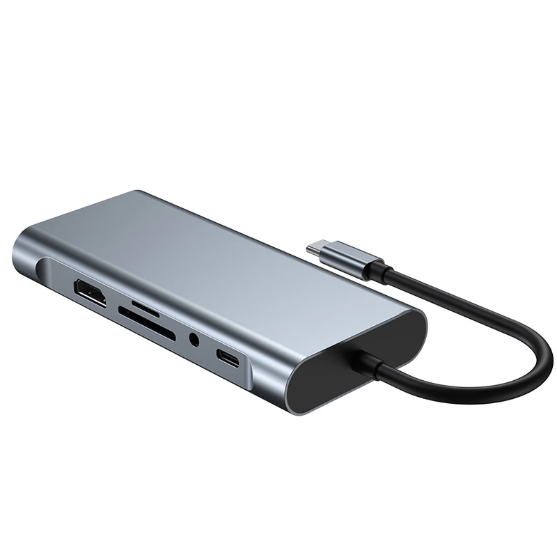 Adapter Type C na LAN Gb, SD card, TF, Type C, 4xUSB 3.0, Audio, HDMI i VGA 11 u 1 20cm kabl
