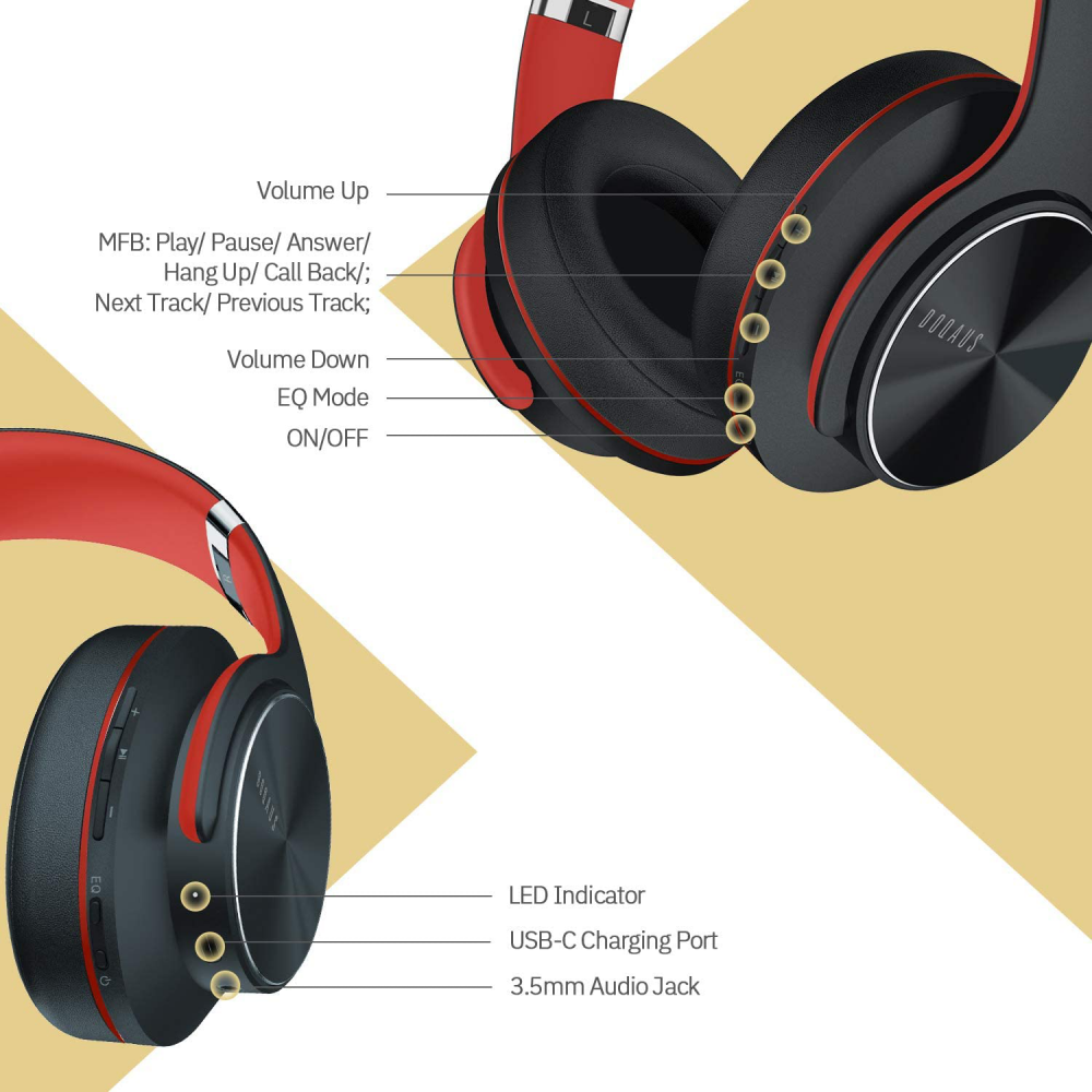 Bluetooth slusalice DOQAUS VOUGE 5 crvene