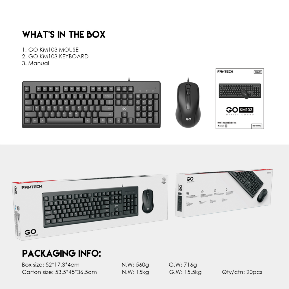 Combo mis i tastatura Fantech GO KM-103 crni
