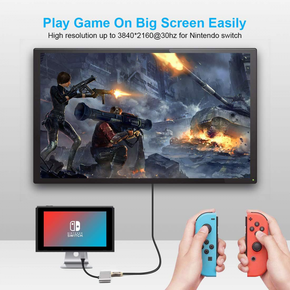 Adapter Type C na HDMI VGA PD USB3.0 4 u 1 sivi
