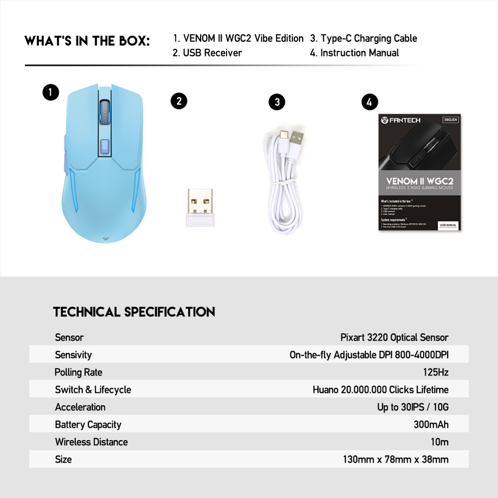 Mis Wireless Gaming Fantech WGC2 Venom II plavi