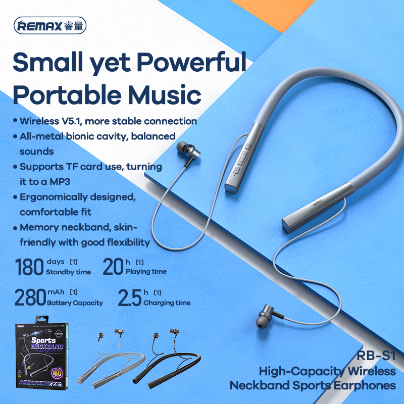 Slusalice REMAX Wireless Neckband Sports RB-S1 crne