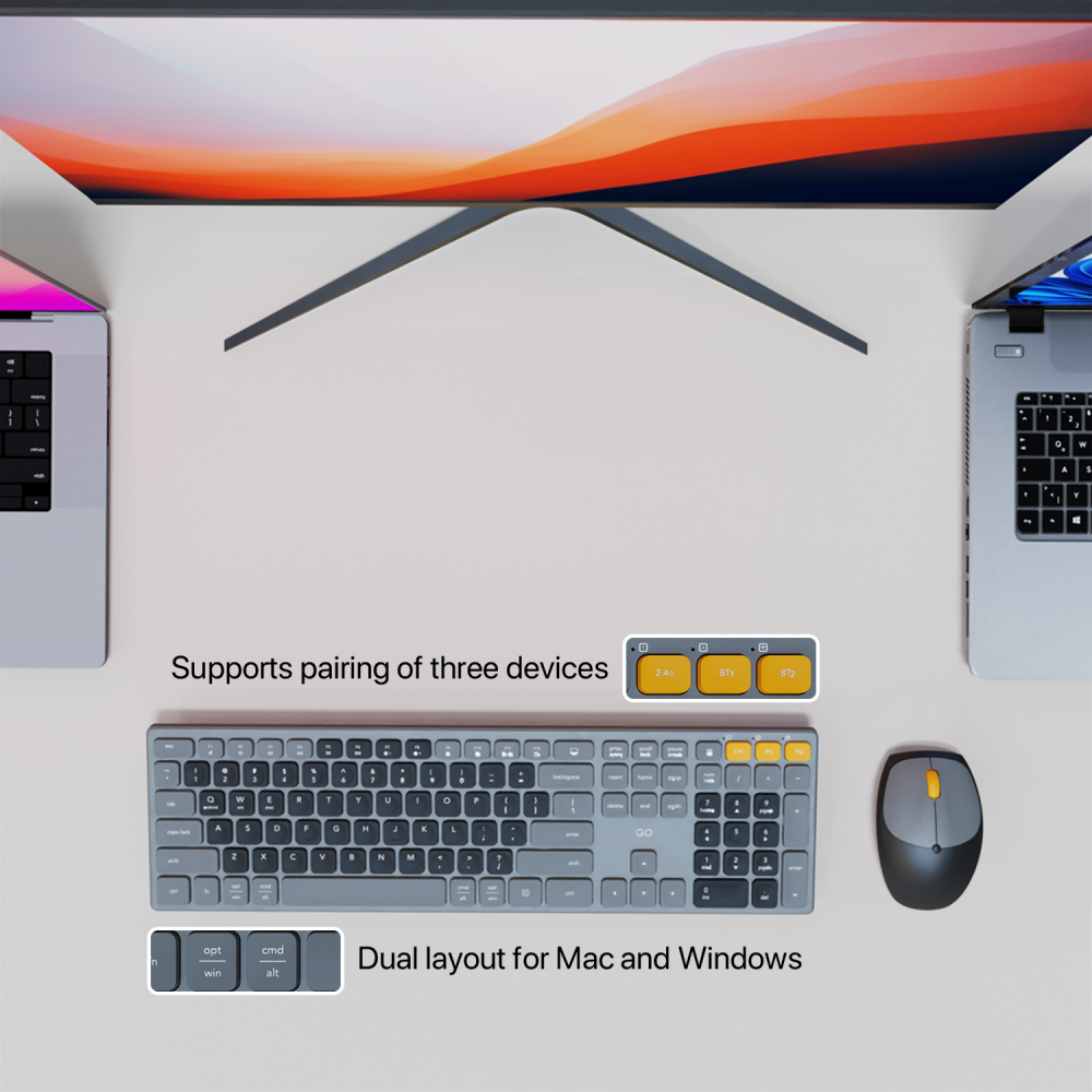 Combo mis tastatura wireless Fantech WK-895 sivi