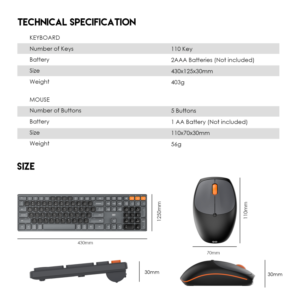 Combo mis tastatura wireless Fantech WK-895 sivi