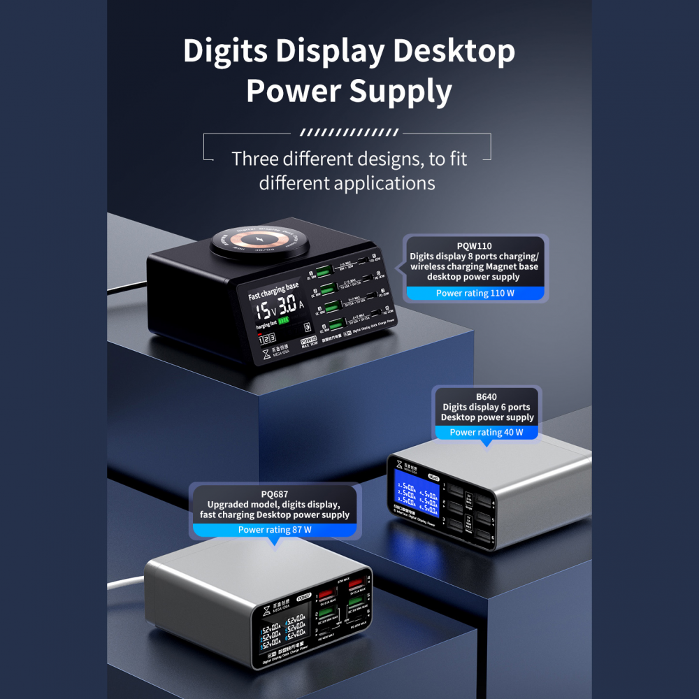 Mega-Idea multifunkcionalni desktop punjac sa B640 (40W, 6 port)