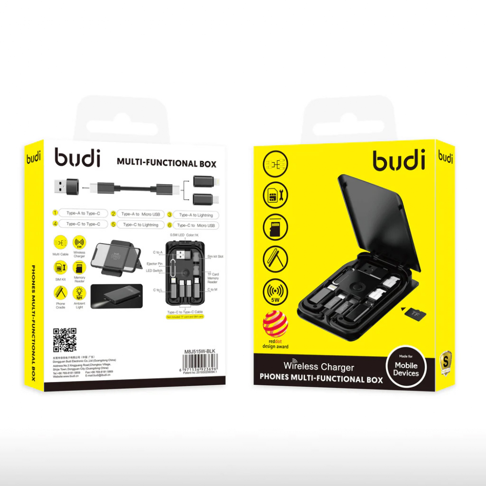 Multifunkcionalni box wireless punjac Budi Magsafe 15W 14 u 1 crni