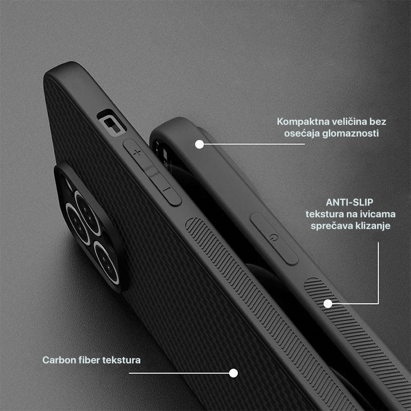 Torbica Carbon fiber za iPhone 15 Plus 6.7 crna