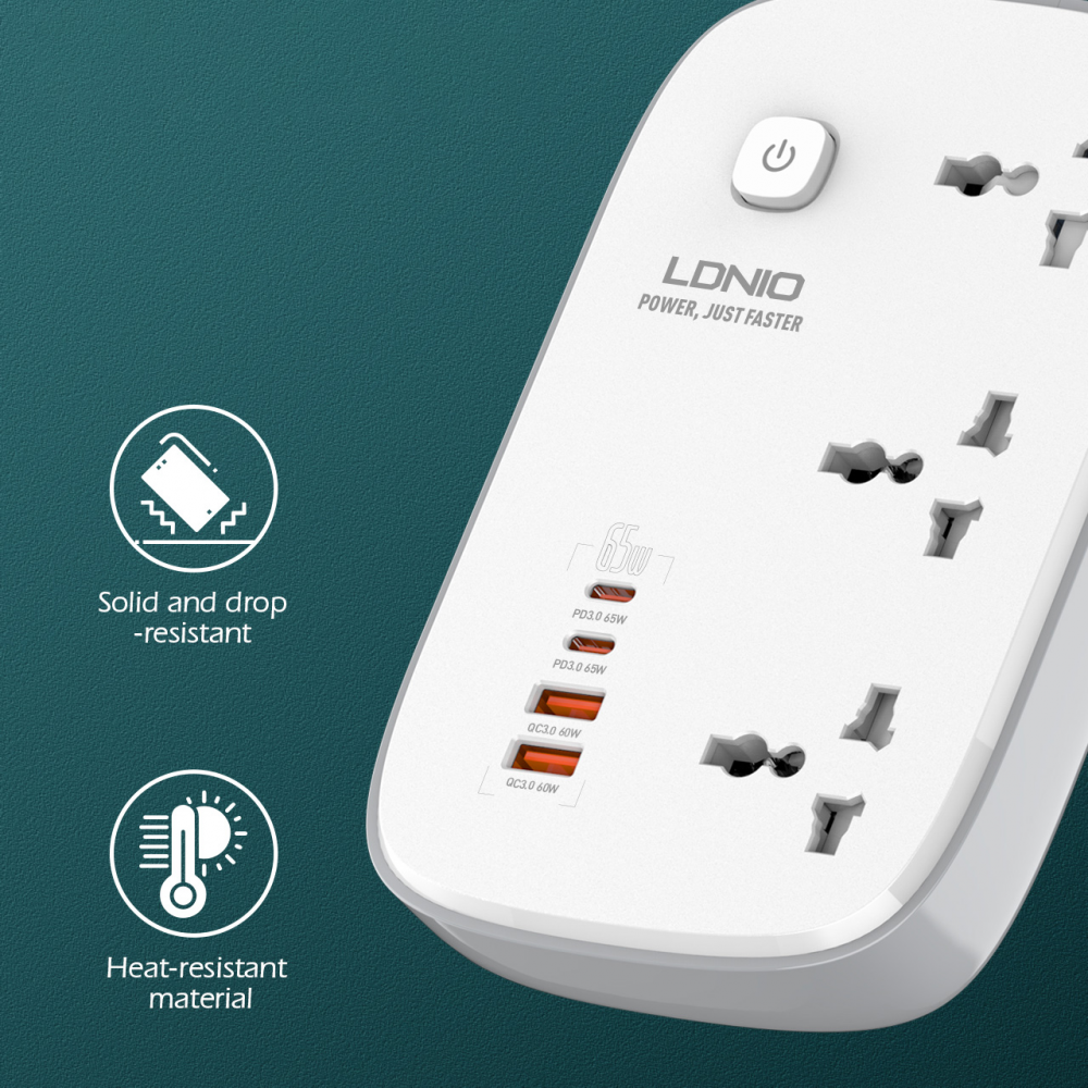 Produzni kabl LDNIO SC3416 EU 3 uticnice + 2xUSB QC 2xPD GaN 2m