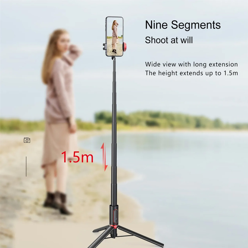 Selfie stick M18 + tripod crni/crveni