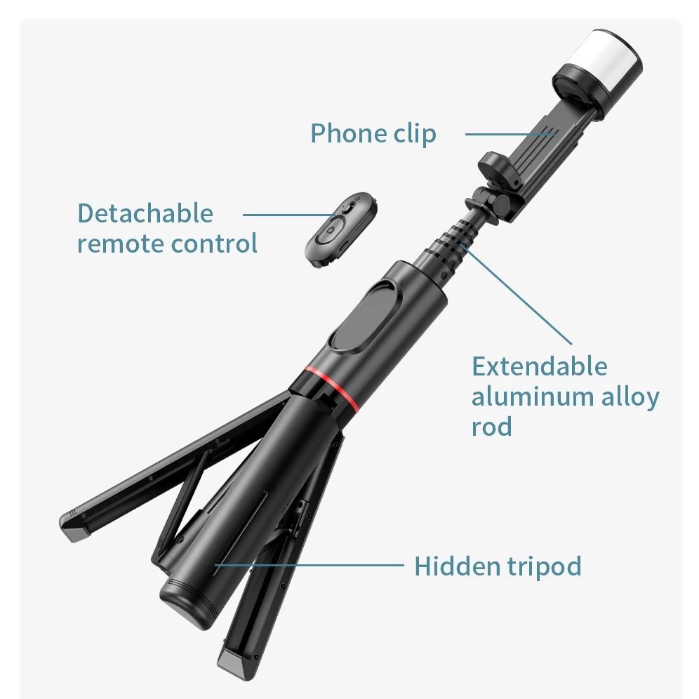Selfie stick Q12S + tripod pink