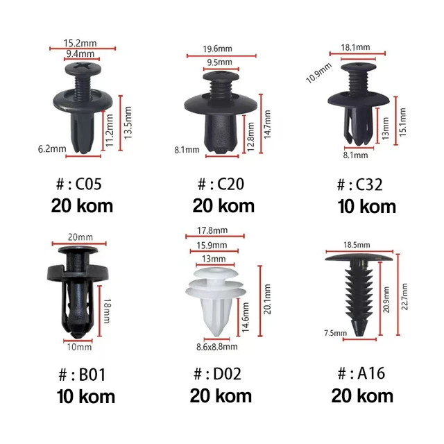 Set kopci i zabica za auto, plastika, crni