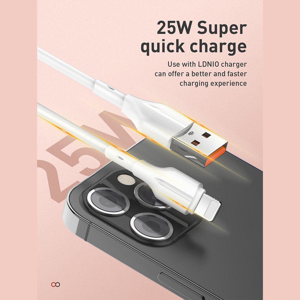 Data kabl LDNIO LS841 25W Fast iPhone lightning beli 1m