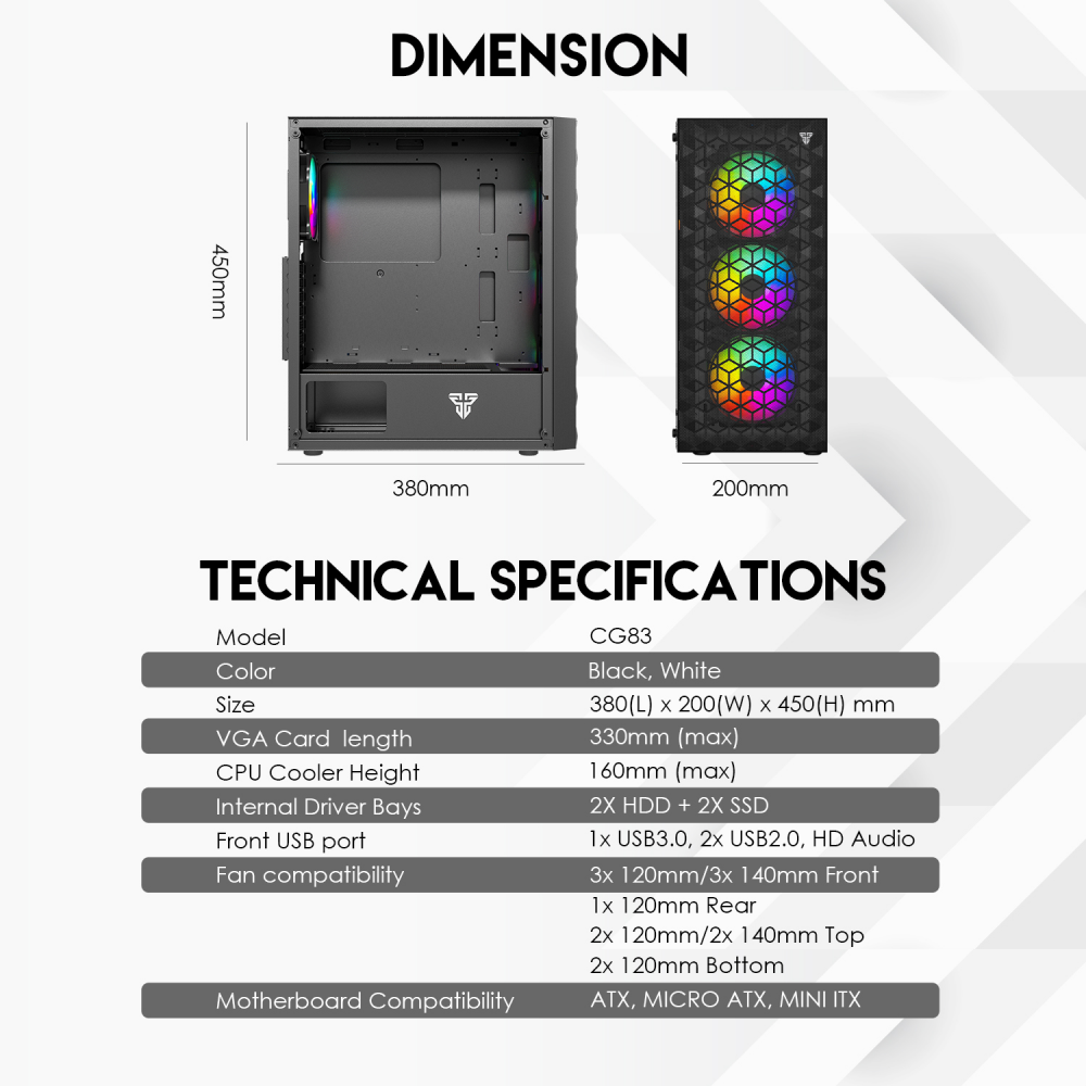 Kuciste Gaming Fantech CG83 Aero 2 belo