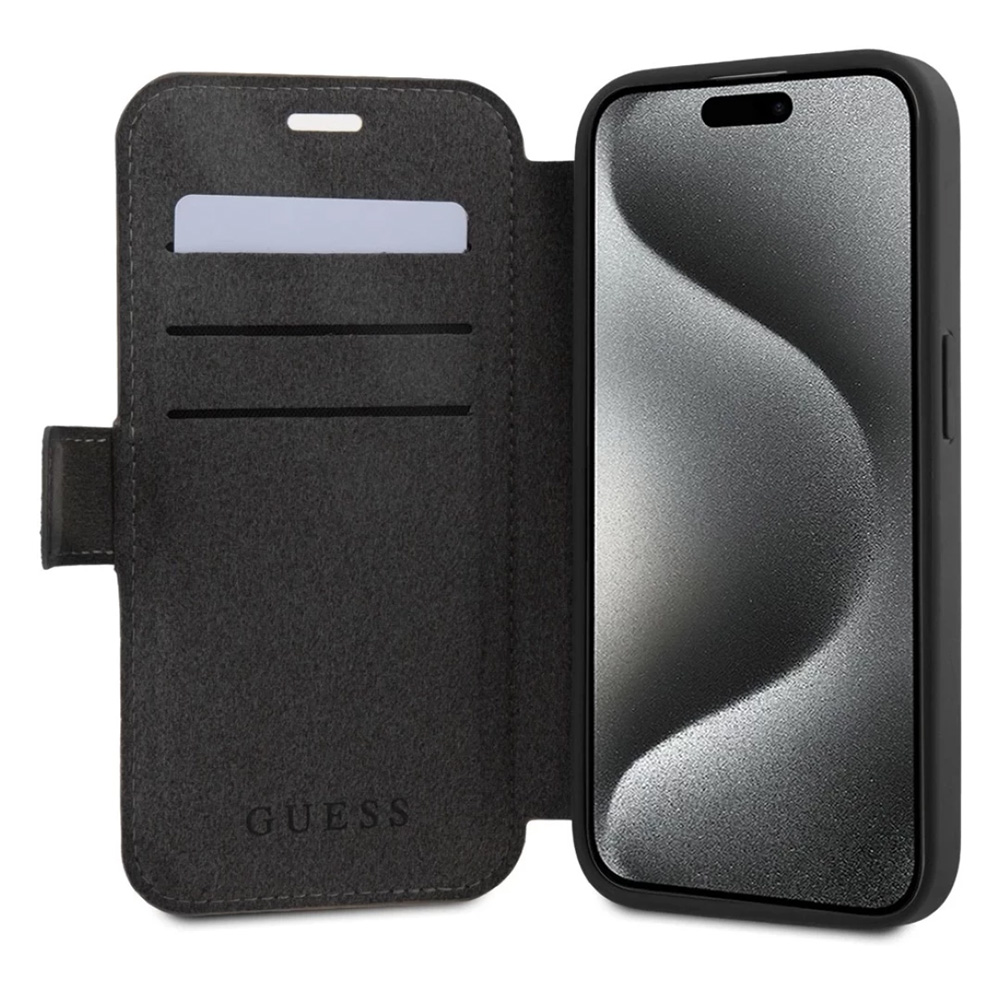 Torbica Guess Bk Pu leather 4G Metal Logo za iPhone 15 6.1 siva (GUBKP15S4GMGGR)