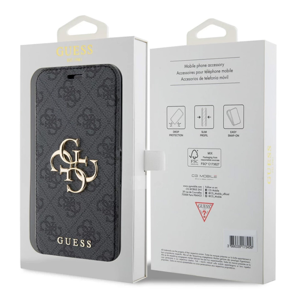 Torbica Guess Bk Pu leather 4G Metal Logo za iPhone 15 6.1 siva (GUBKP15S4GMGGR)
