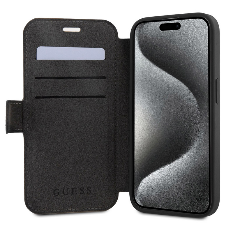 Torbica Guess Bk Pu leather 4G Metal Logo za iPhone 15 Pro 6.1 siva (GUBKP15L4GMGGR)