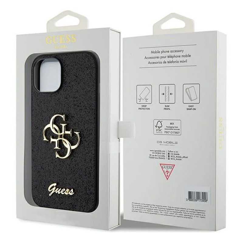 Torbica Guess Hc Fixed Glitter 4G Big Metal Logo za iPhone 15 6.1 crna (GUHCP15SHG4SGK)