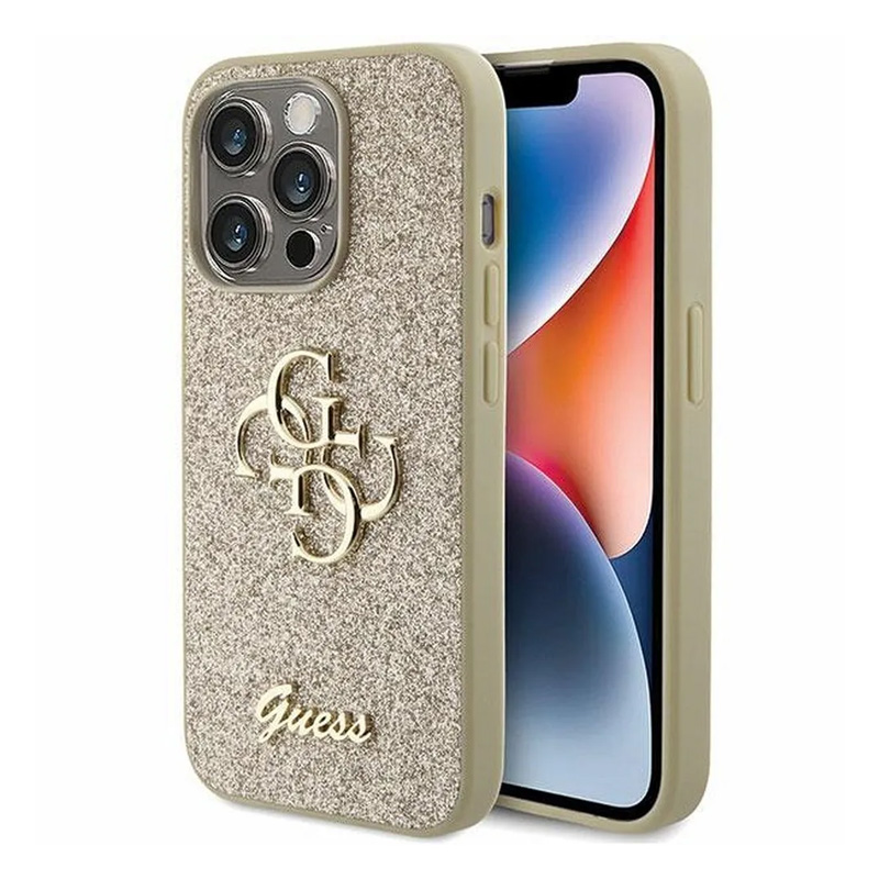 Torbica Guess Hc Fixed Glitter 4G Big Metal Logo za iPhone 15 Pro 6.1 zlatna (GUHCP15LHG4SGD)