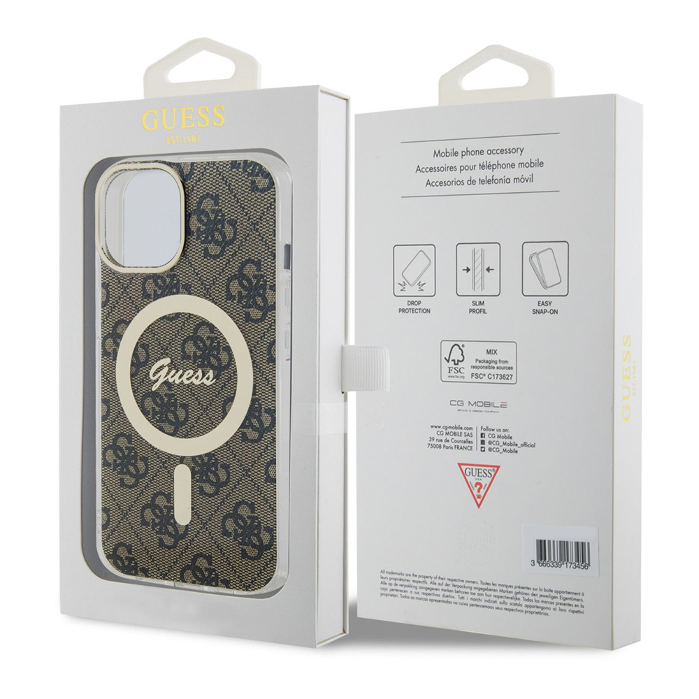 Torbica Guess Hc Magsafe IML 4G Pattern za iPhone 15 6.1 braon (GUHMP15SH4STW)