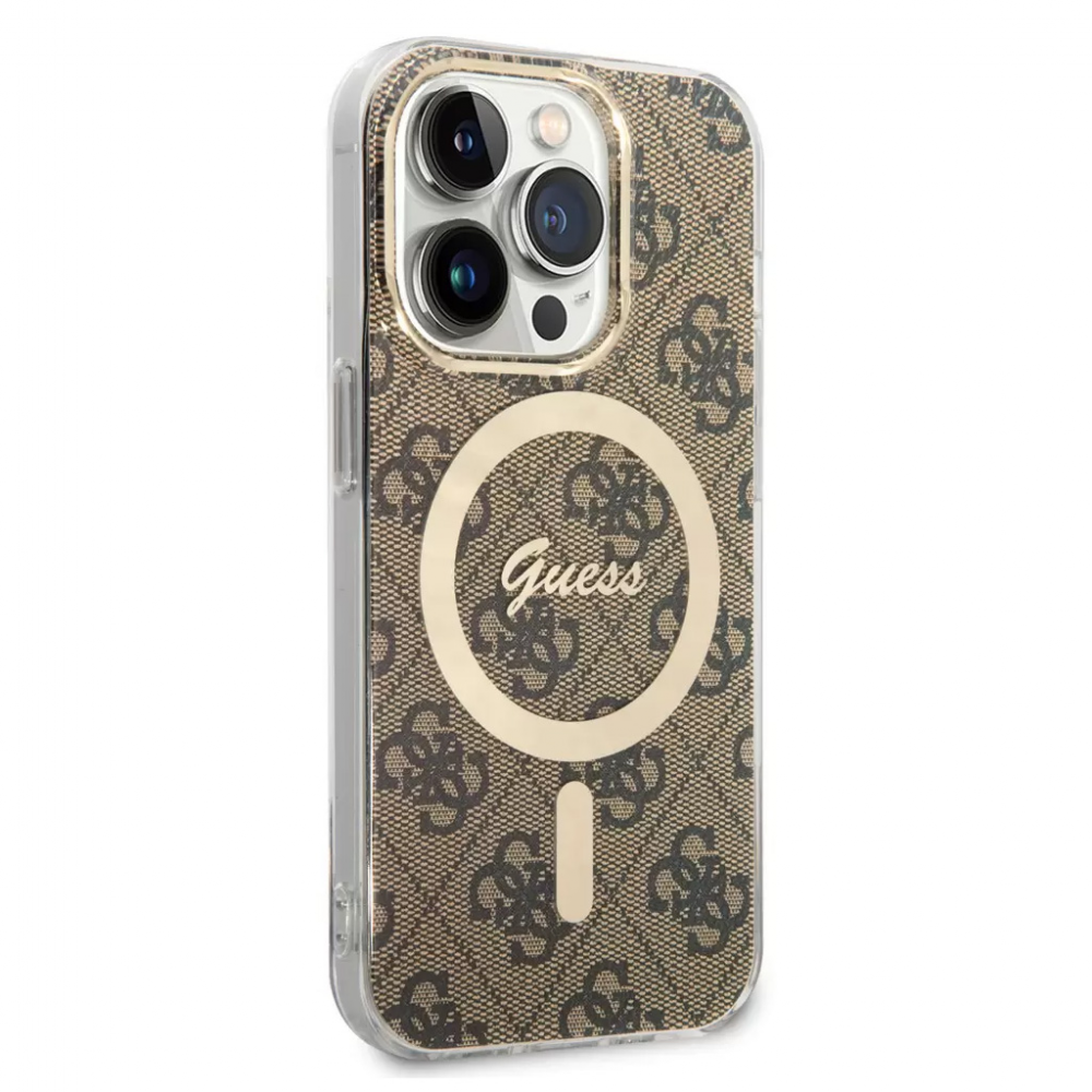 Torbica Guess Hc Magsafe IML 4G Pattern za iPhone 15 Pro 6.1 braon (GUHMP15LH4STW)