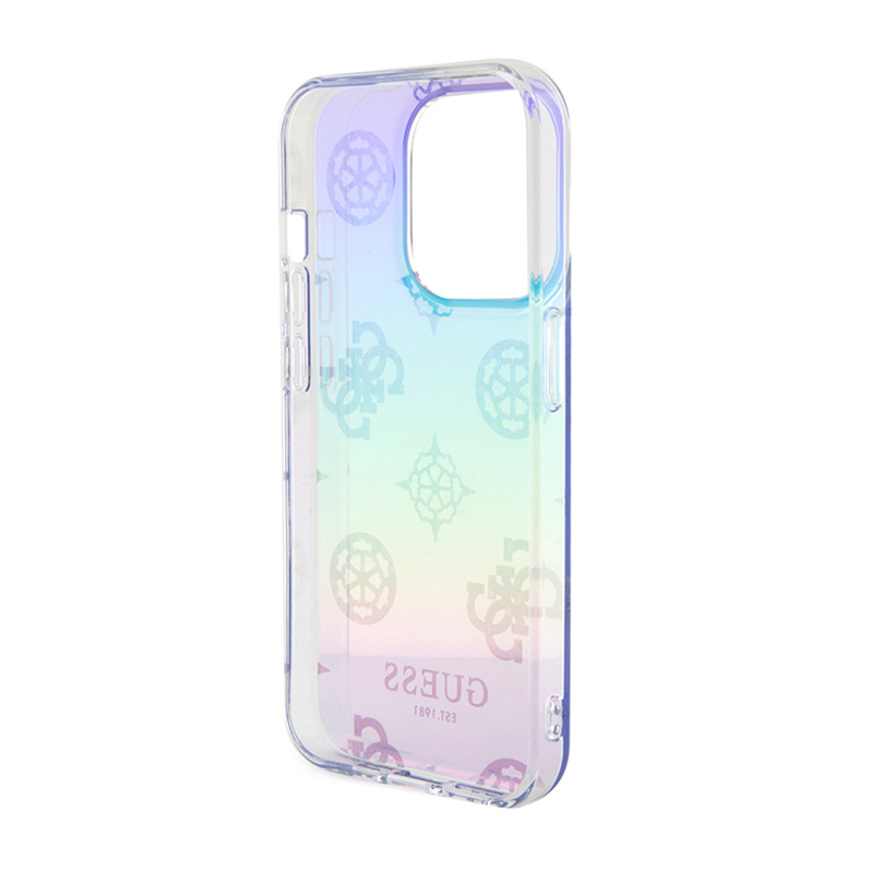 Torbica Guess Hc PC TPU Iridescent Glitter Pattern Peony Cordstrap za iPhone 15 Pro 6.1 ljubicasta (GUHCP15LHPELISU)
