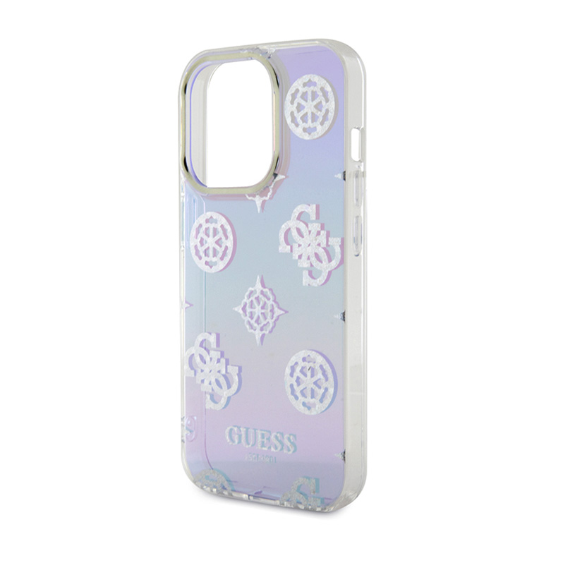 Torbica Guess Hc PC TPU Iridescent Glitter Pattern Peony Cordstrap za iPhone 15 Pro 6.1 ljubicasta (GUHCP15LHPELISU)