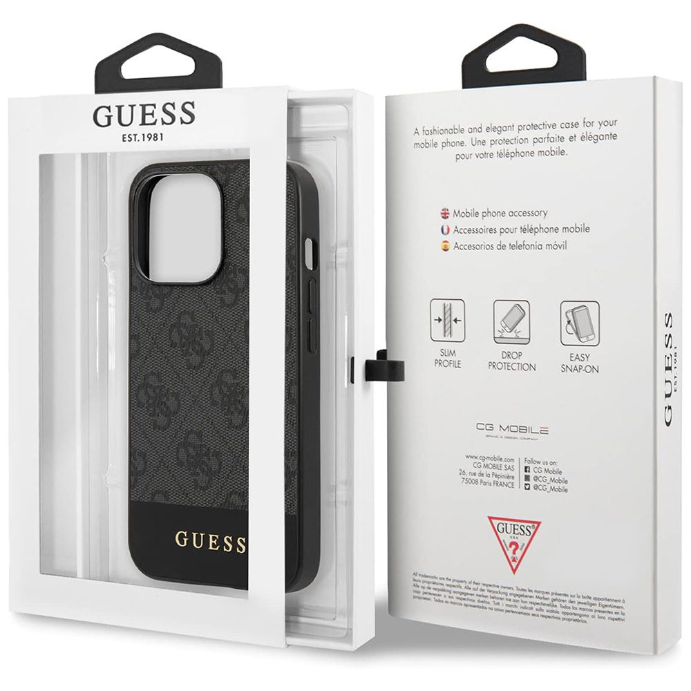 Torbica Guess Hc PC/TPU 4G Pu Bottom Stripe za iPhone 15 Pro 6.1 siva (GUHCP15LG4GLGR)