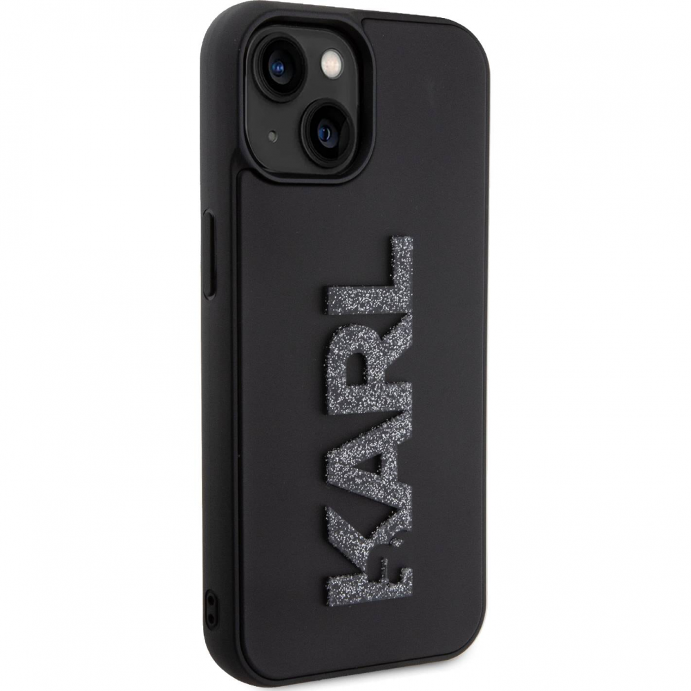 Torbica Karl Lagerfeld Hc 3D Logo Glitter za iPhone 15 6.1 crna (KLHCP15S3DMBKCK)