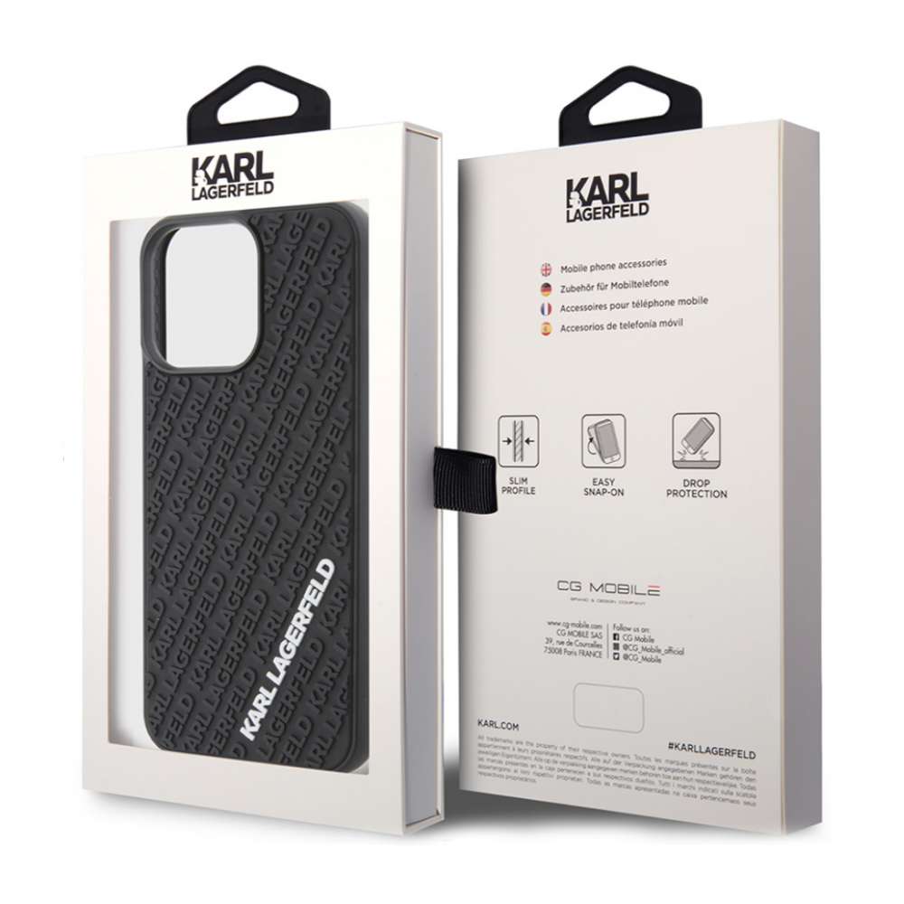 Torbica Karl Lagerfeld Hc 3D Multi Logo za iPhone 15 Pro 6.1 crna (KLHCP15L3DMKRLK)