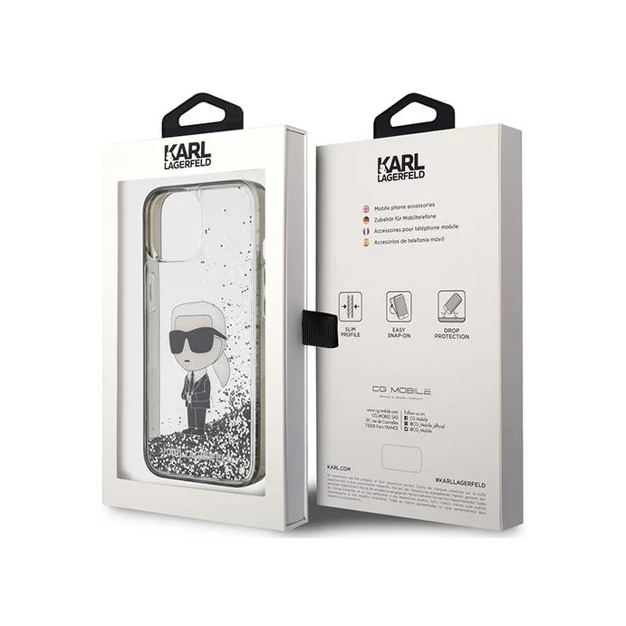 Torbica Karl Lagerfeld Hc Liquid Glitter Ikonik za iPhone 15 6.1 transparent (KLHCP15SLKKNSK)