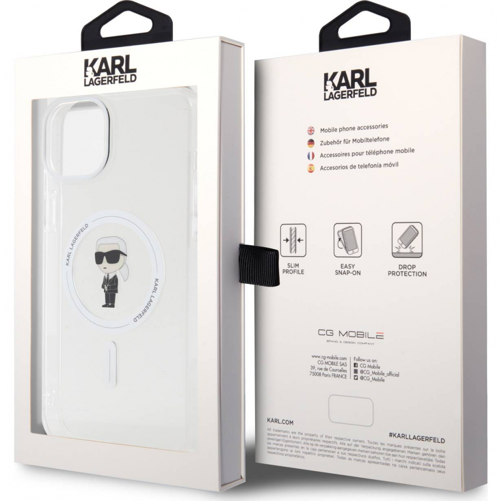 Torbica Karl Lagerfeld Hc Magsafe IML Ikonik za iPhone 15 6.1 transparent (KLHMP15SHFCKNOT)