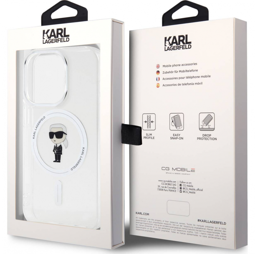 Torbica Karl Lagerfeld Hc Magsafe IML Ikonik za iPhone 15 Pro 6.1 transparent (KLHMP15LHFCKNOT)