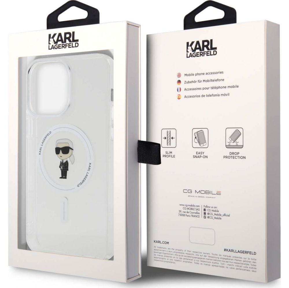 Torbica Karl Lagerfeld Hc Magsafe IML Ikonik za iPhone 15 Pro Max 6.7 transparent (KLHMP15XHFCKNOT)