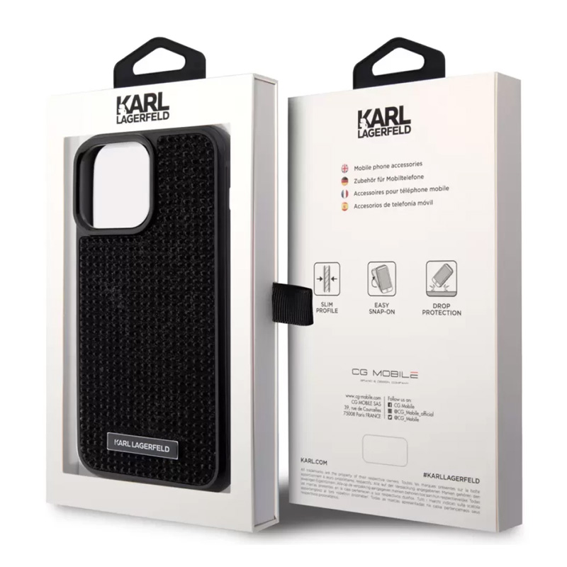 Torbica Karl Lagerfeld Hc Rhinestone Metal Plate Logo za iPhone 15 6.1 crna (KLHCP15SHDSPLK)