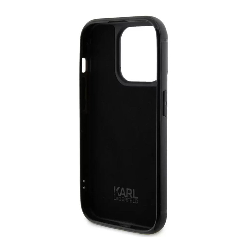 Torbica Karl Lagerfeld Hc Rhinestone Metal Plate Logo za iPhone 15 Pro 6.1 crna (KLHCP15LHDSPLK)