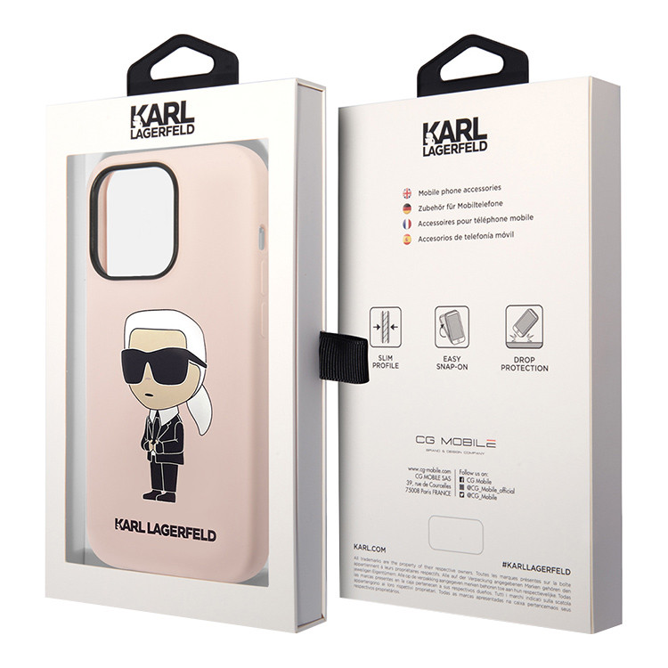Torbica Karl Lagerfeld Hc Silicone NFT Ikonik za iPhone 15 Pro Max 6.7 roze (KLHCP15XSNIKBCP)