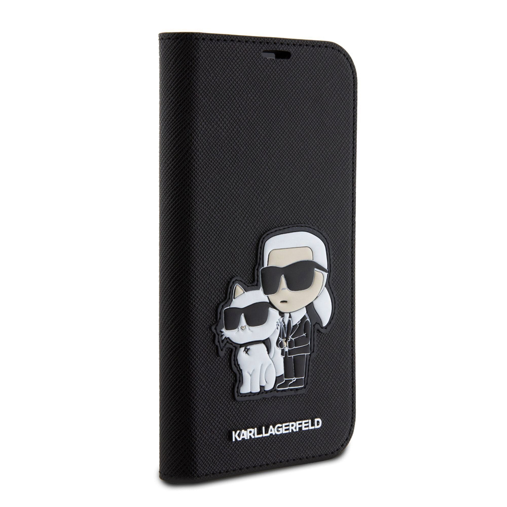 Torbica Karl Lagerfeld Saffiano BP Nft Karl&Choupette za iPhone 15 Pro 6.1 crna(KLBKP15LSANKCPK)