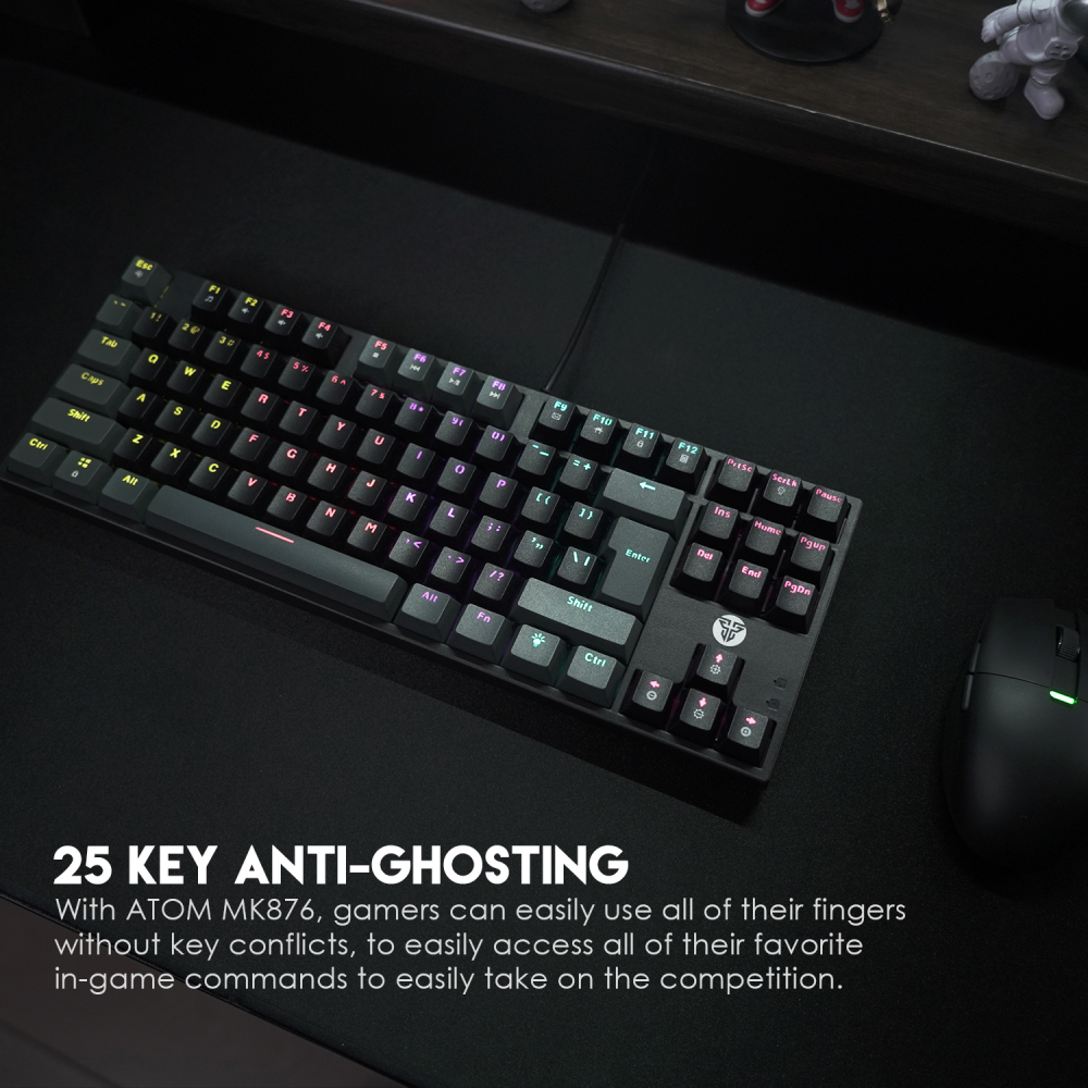 Tastatura Mehanicka Gaming Fantech MK876 RGB Atom TKL siva (Blue switch)