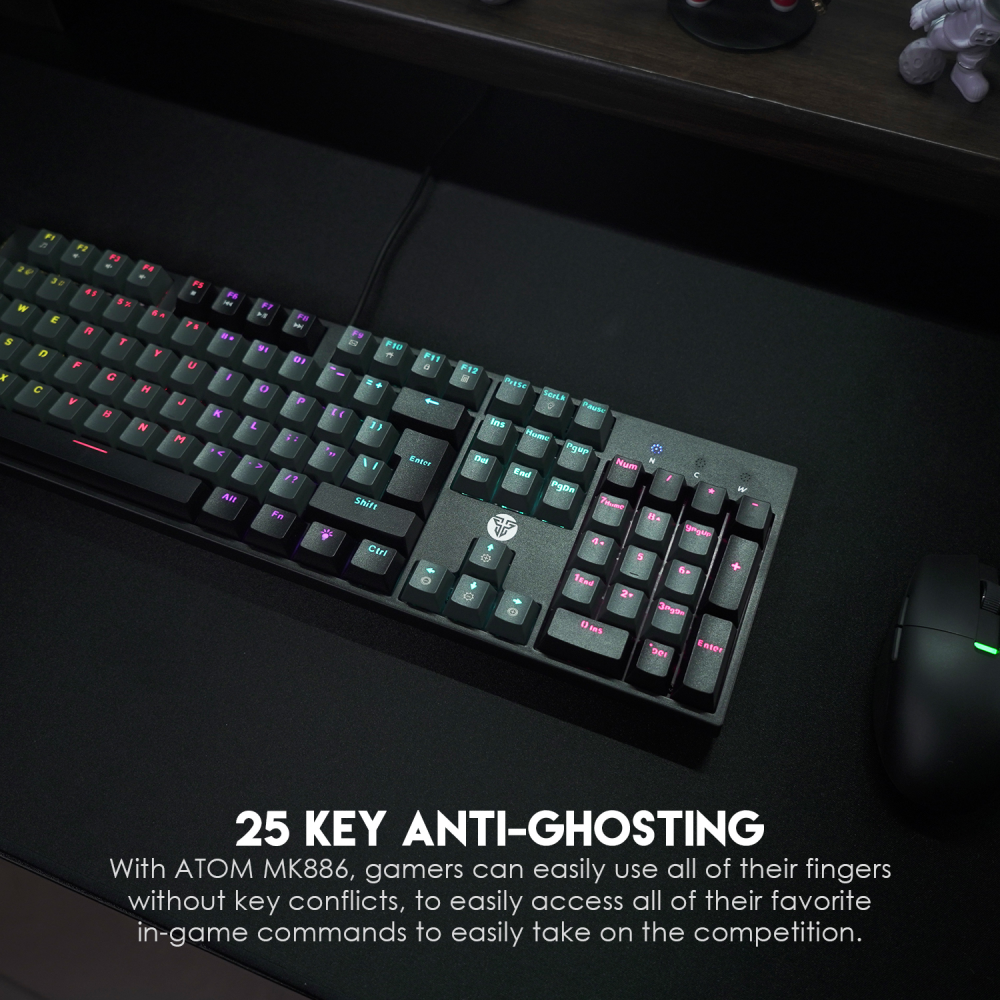 Tastatura Mehanicka Gaming Fantech MK886 RGB Atom siva (Blue switch)