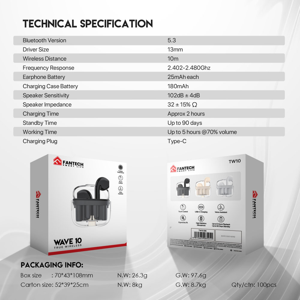 Bluetooth slusalice Fantech Wave 10 crne