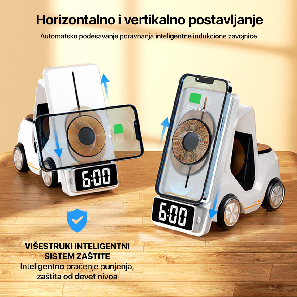 Kucni punjac Wireless 15W Viljuskar 5 u 1 zuti