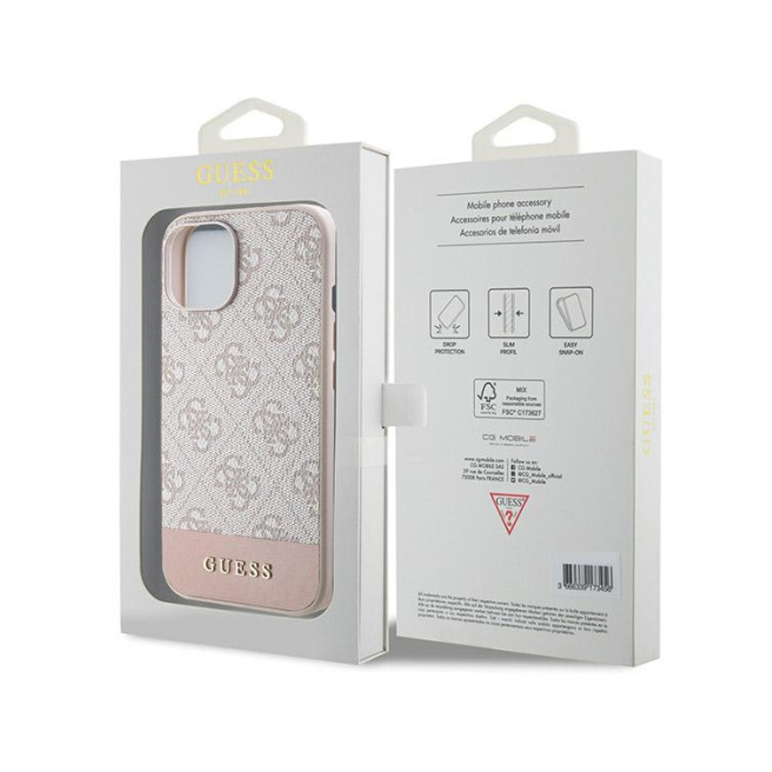 Torbica Guess Hc PC/TPU 4G Bottom Stripe za iPhone 15 6.1 roze (GUHCP15SG4GLPI)