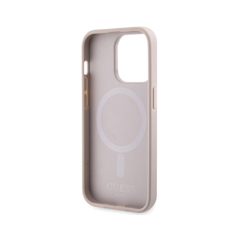 Torbica Guess Magsafe 4G Pu Printed Stripes za iPhone 15 Pro 6.1 roze (GUHMP15LP4RPSP)
